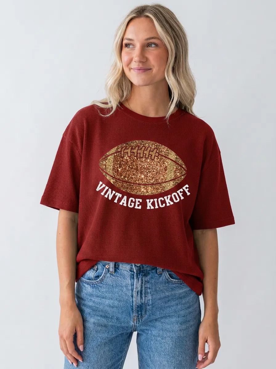 Women's Gridiron Ball Sparkle Vintage Crewneck T-Shirt