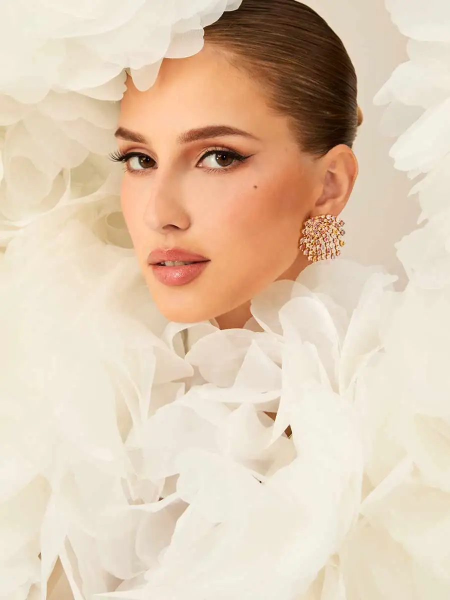 Aria Multicolor Pave Fan Earrings