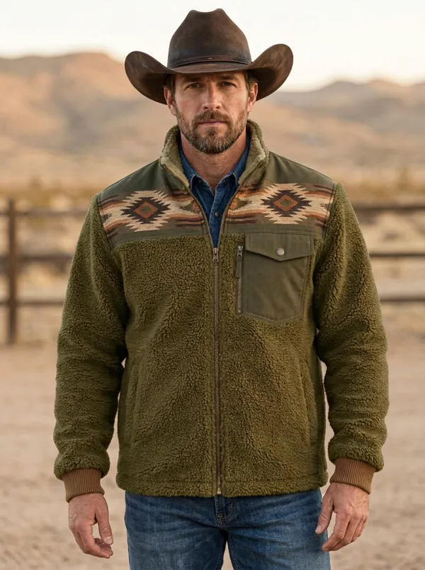Ranch House Aztec Western Edit Men's Western Fleece Jacket