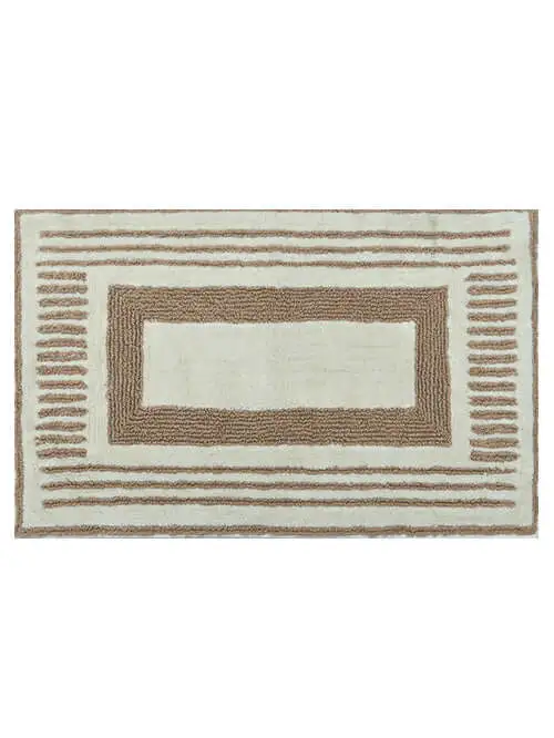 Geometric Striped Cotton Bathroom Mat