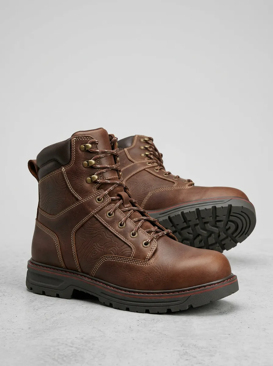 Unisex Casual Outdoor Hiking Topographic Map Print Work Boots