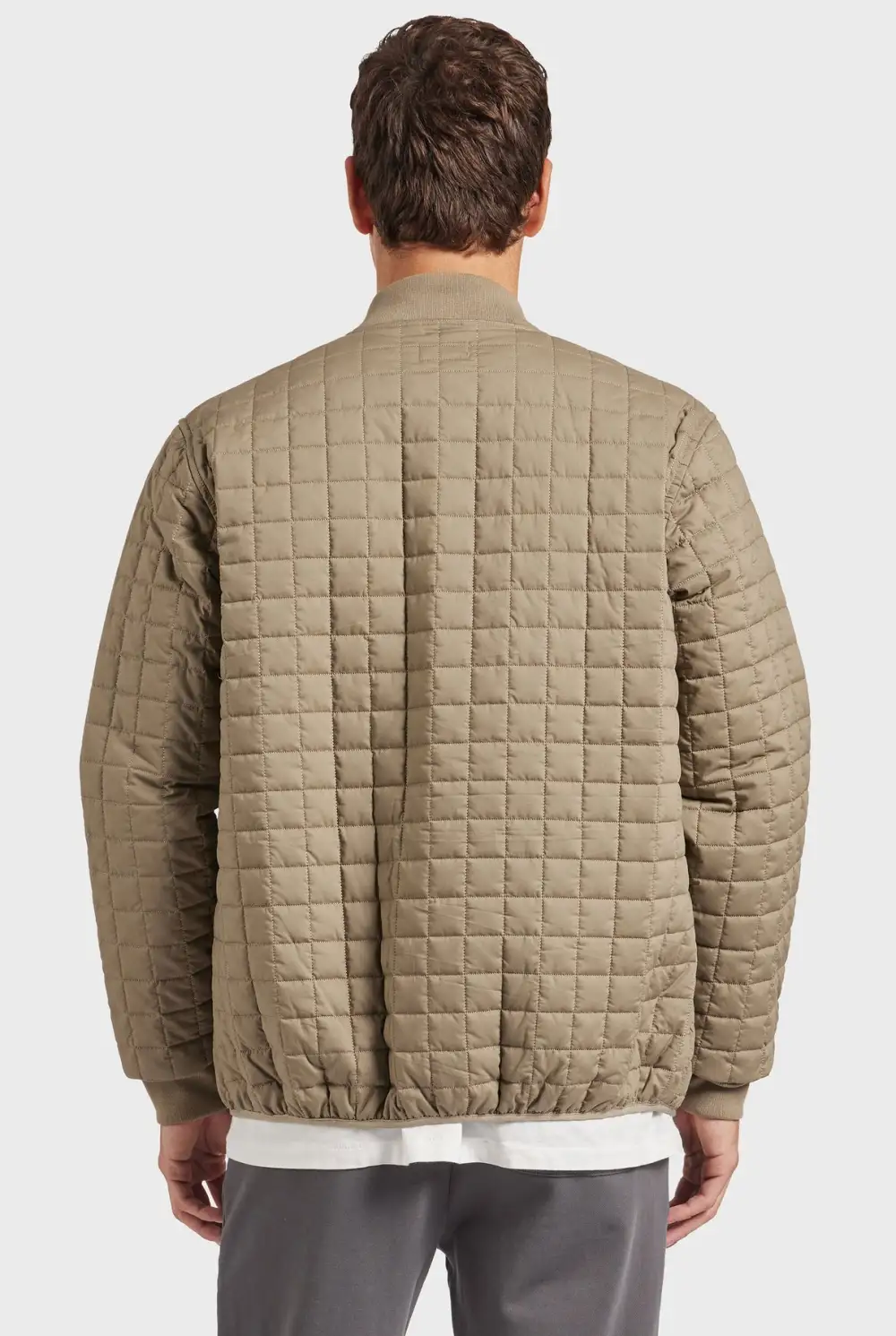 Diamond Quilted Stand Collar Casual Jacket