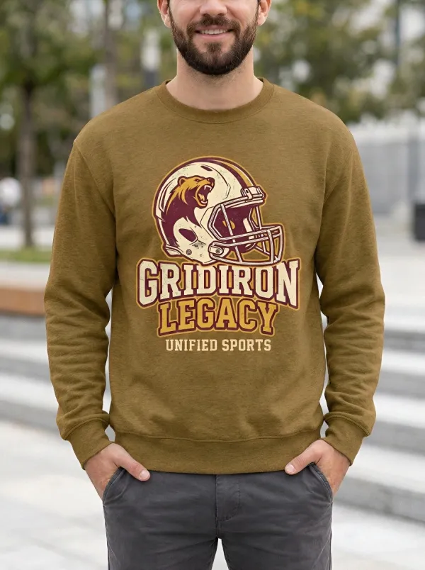 Men's American Football Bear Helmet Gridiron Legacy Printed Sweatshirt