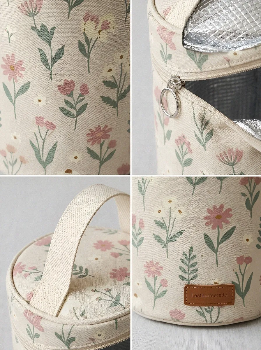 Floral Pattern Insulated Thermal Printed Lunch Bag