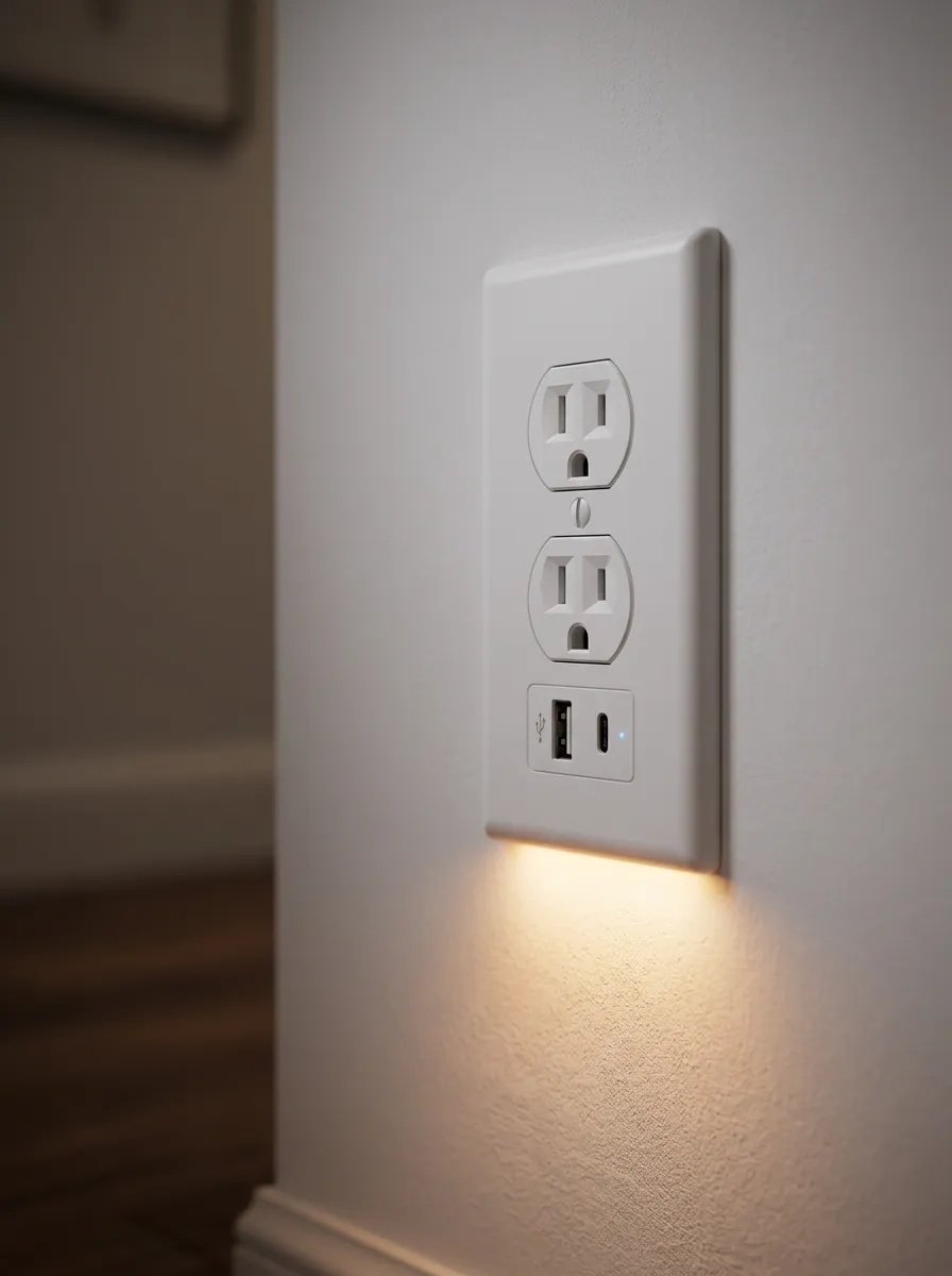 Low-Profile Modern Minimalist Warm Glow Printed LED Outlet Cover