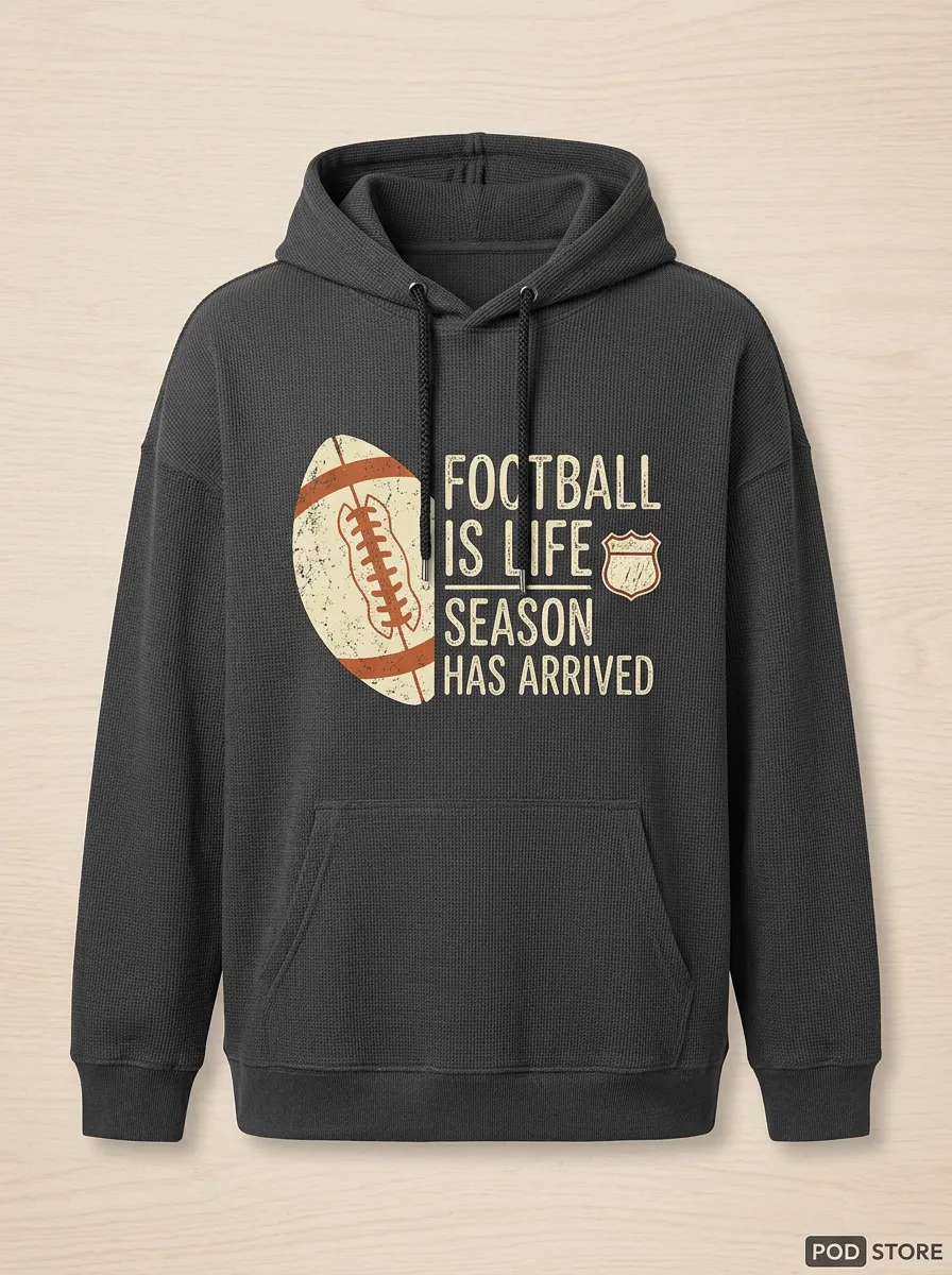 Football Graphic Casual Hoodie