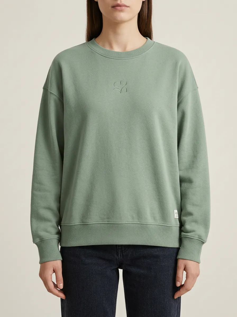 Women's Heart Outline Embroidered Minimalist Sweatshirt