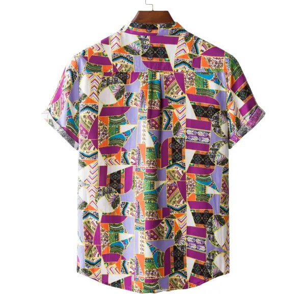 Men's Short-Sleeve Shirt With Striking Patchwork Pattern