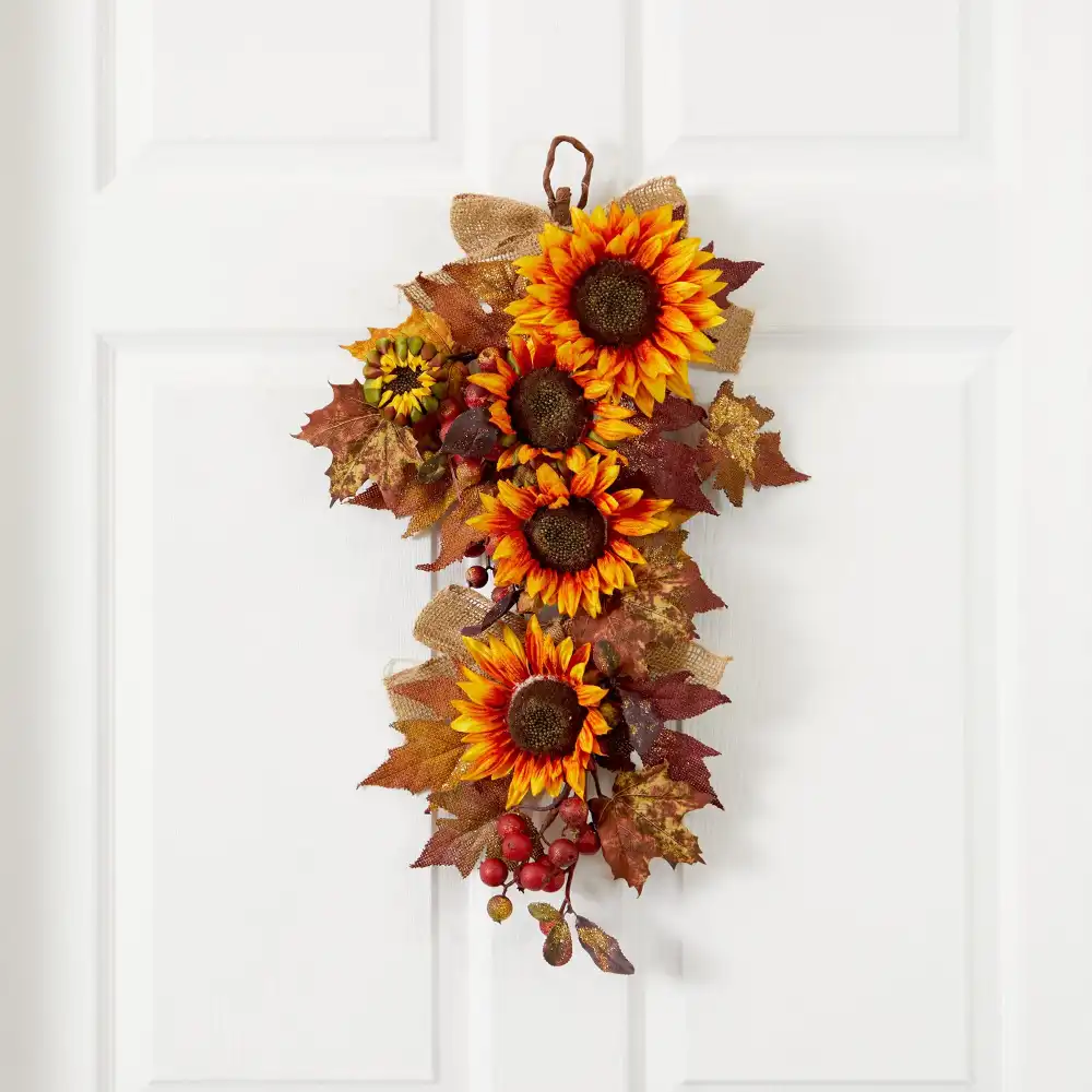 Artificial Sunflower & Berry Teardrop