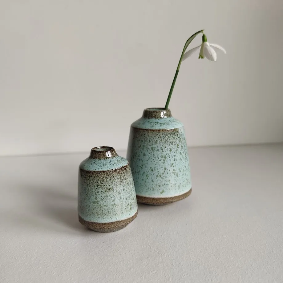 Sculptural Stoneware Bud Vase