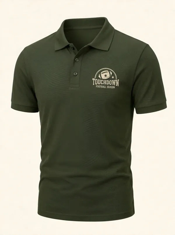 Men's American Football Lover Touchdown Season Printed Polo Shirt