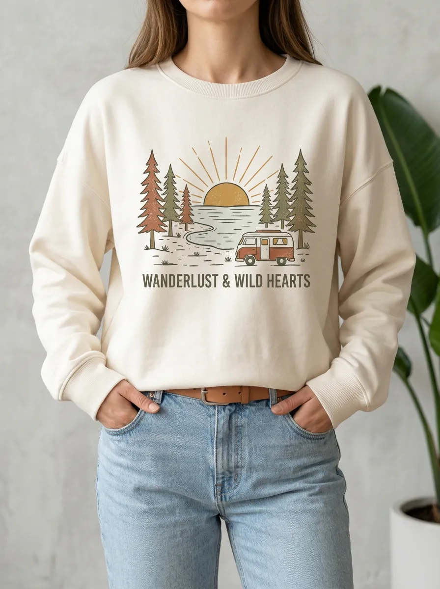 Camping Lover Wanderlust Van Forest Sweatshirt