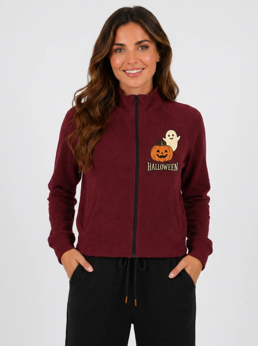 Women's Halloween Ghost Pumpkin Bat Printed Tracksuit
