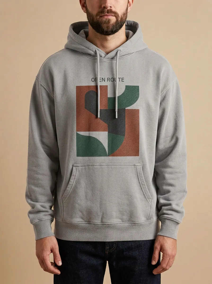 Modern Open Route Geometric Abstract Hoodie