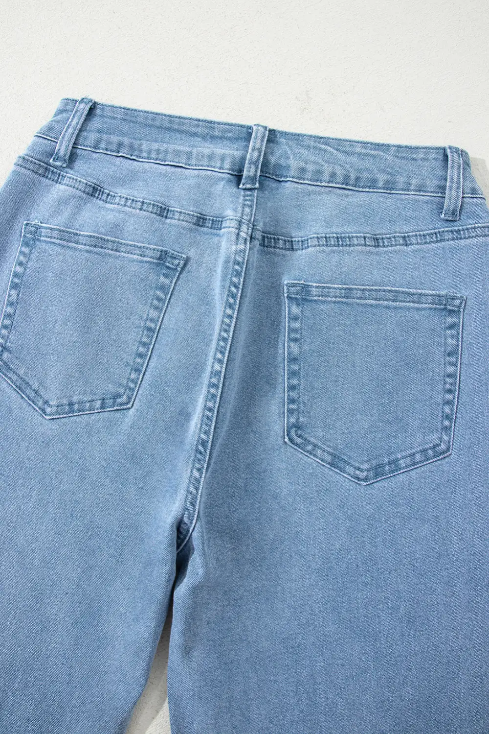 Classic High Waist Wide Leg Washed Denim Jeans