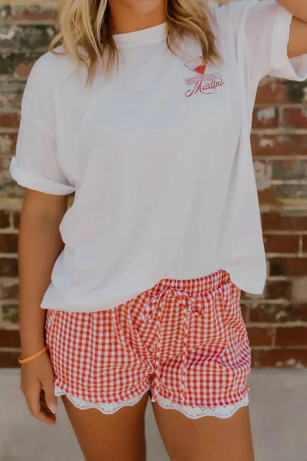 Elastic Waist Lace Trim Shorts