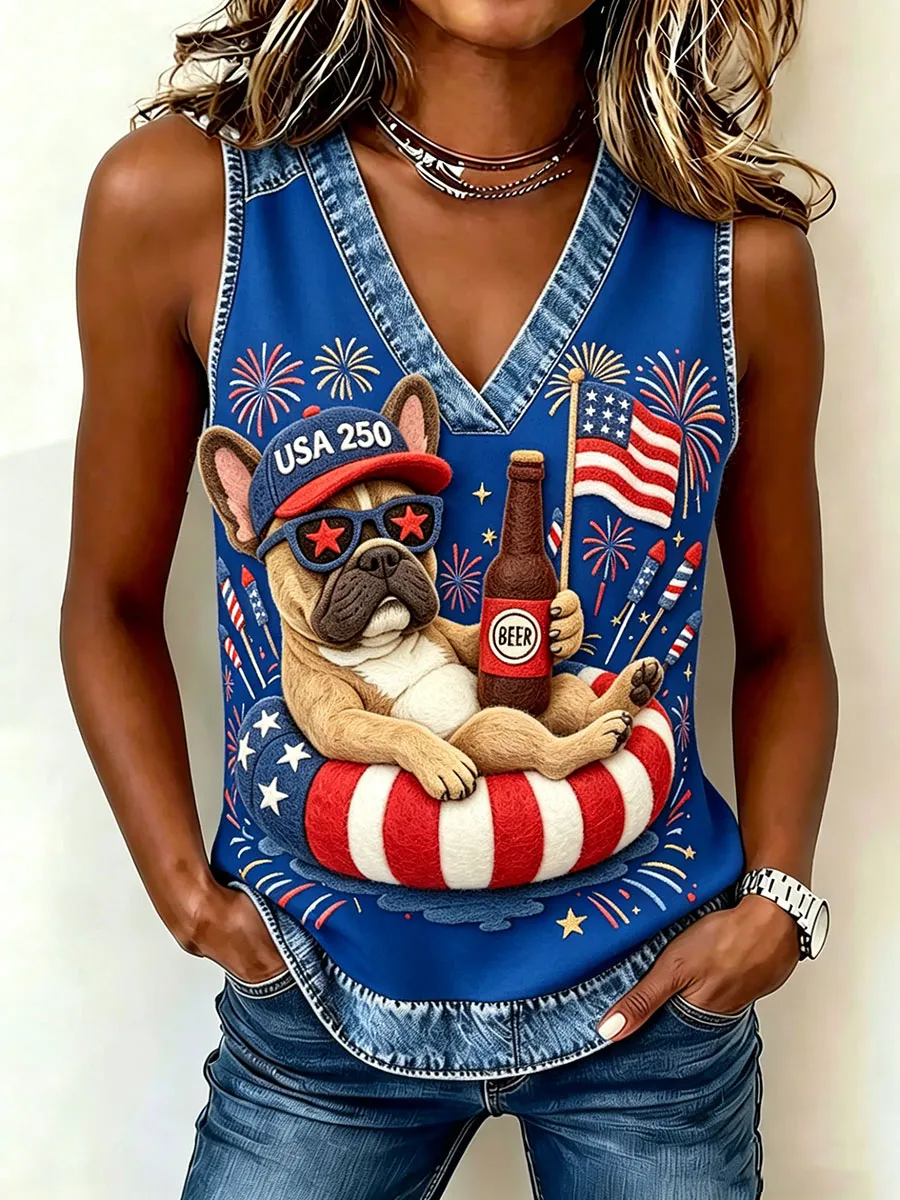 Women's 250th Anniversary American Puppy Print Vest