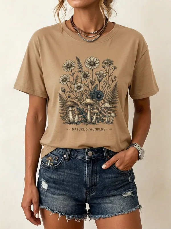 Nature Lover Mushroom Wildflower T-Shirt