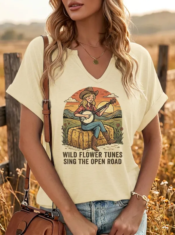 Country-Road Country Music Graphic T-Shirt