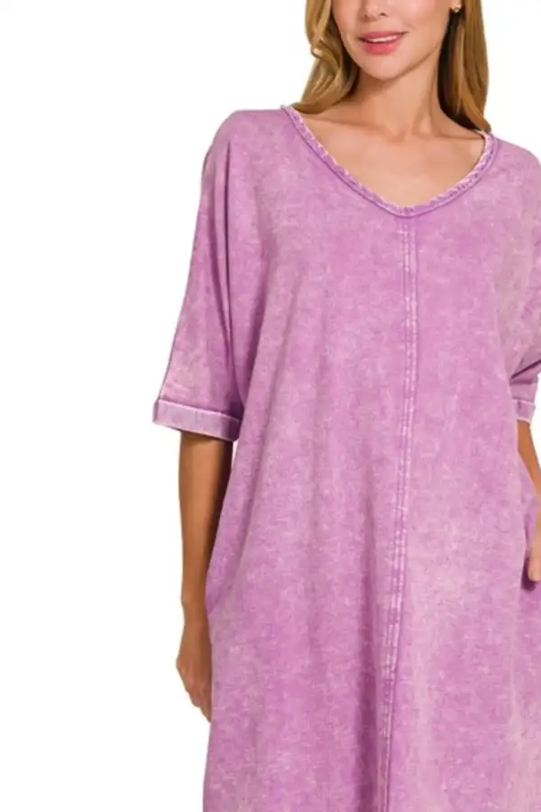Acid-washed French Terry Tee Shirts Dress
