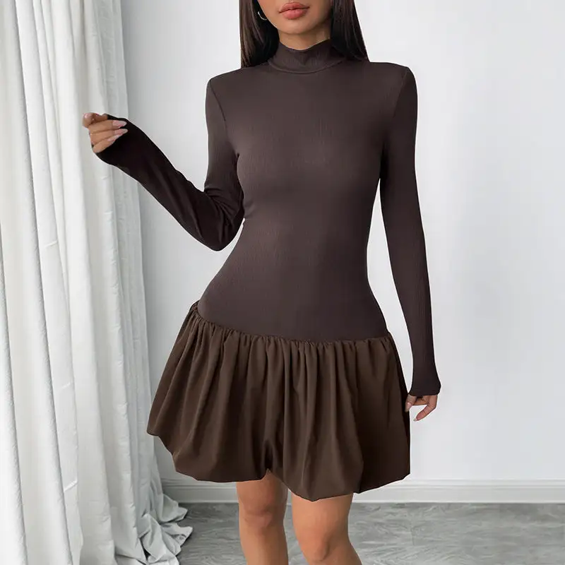 Women's Long-Sleeve Lace Ruffled Maxi Dress