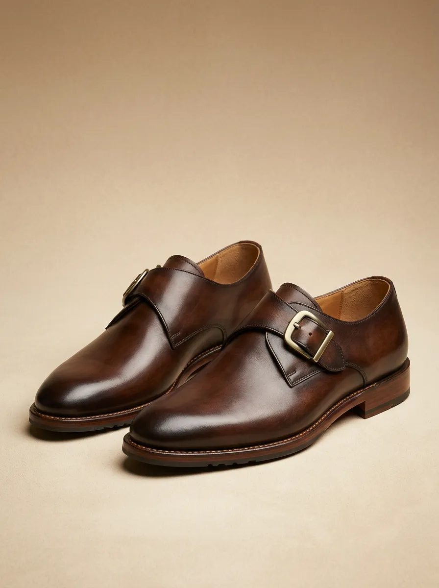 Men's Distinctive Classic Business Leather Single Monk Strap Shoes