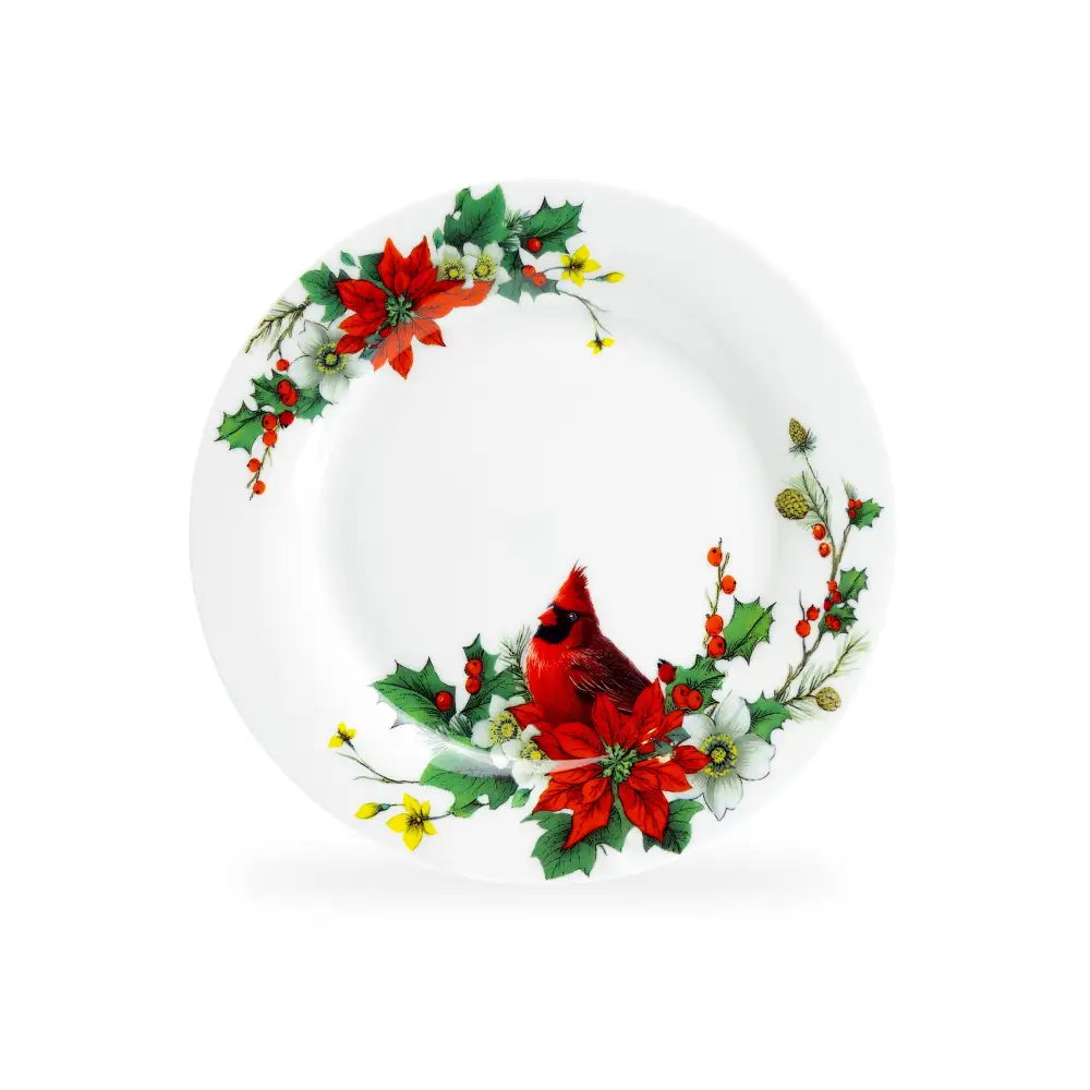 Cardinal Poinsettia Bone China Dessert Plate