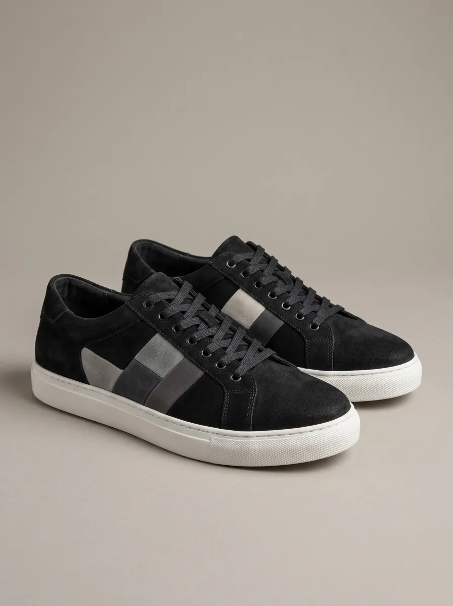 Men's Minimalist Colorblock Suede Printed Casual Shoes