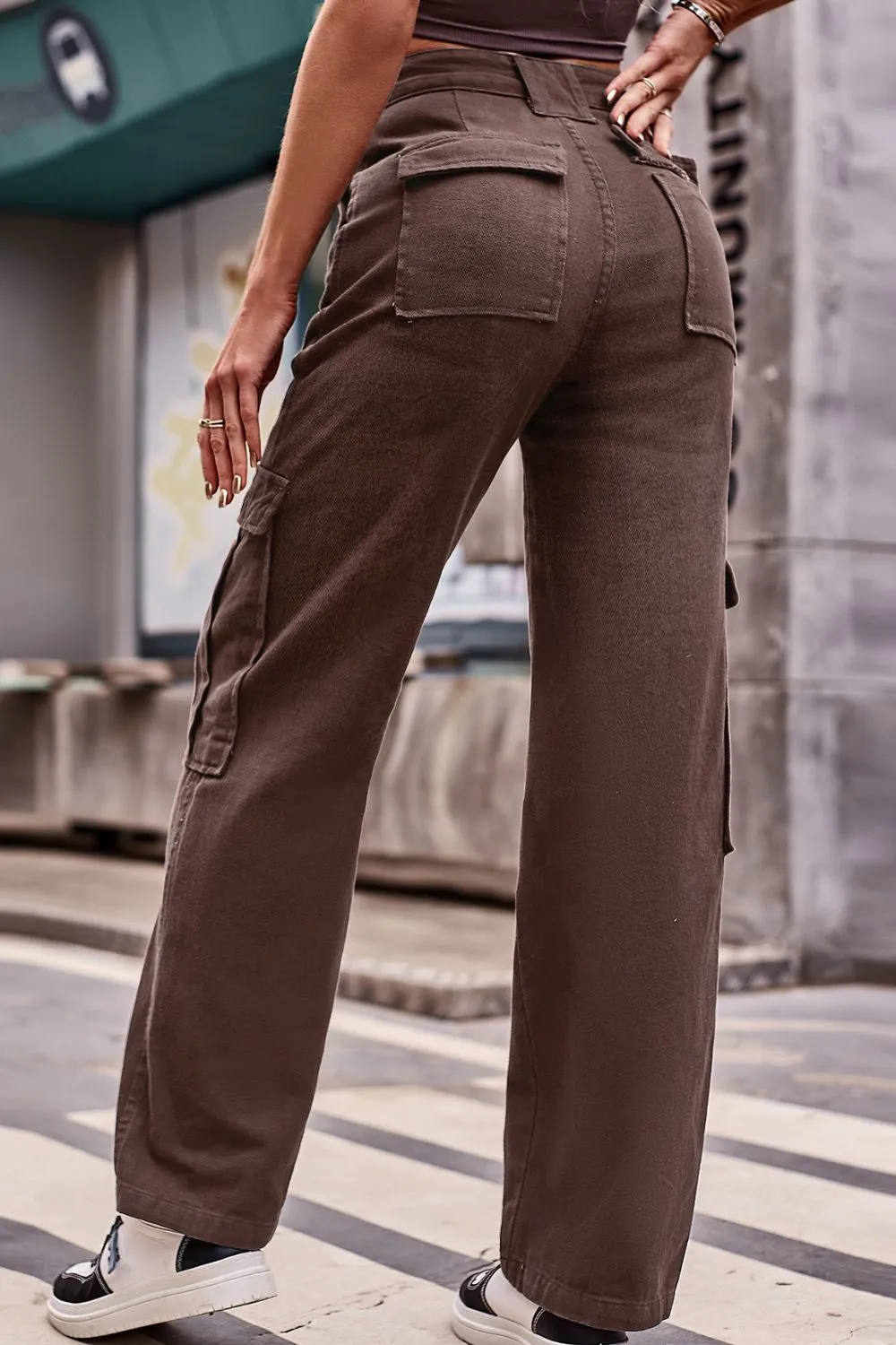 Buttoned High Waist Loose Fit Denim Jeans