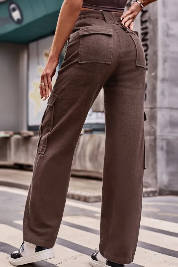 Buttoned High Waist Loose Fit Denim Jeans