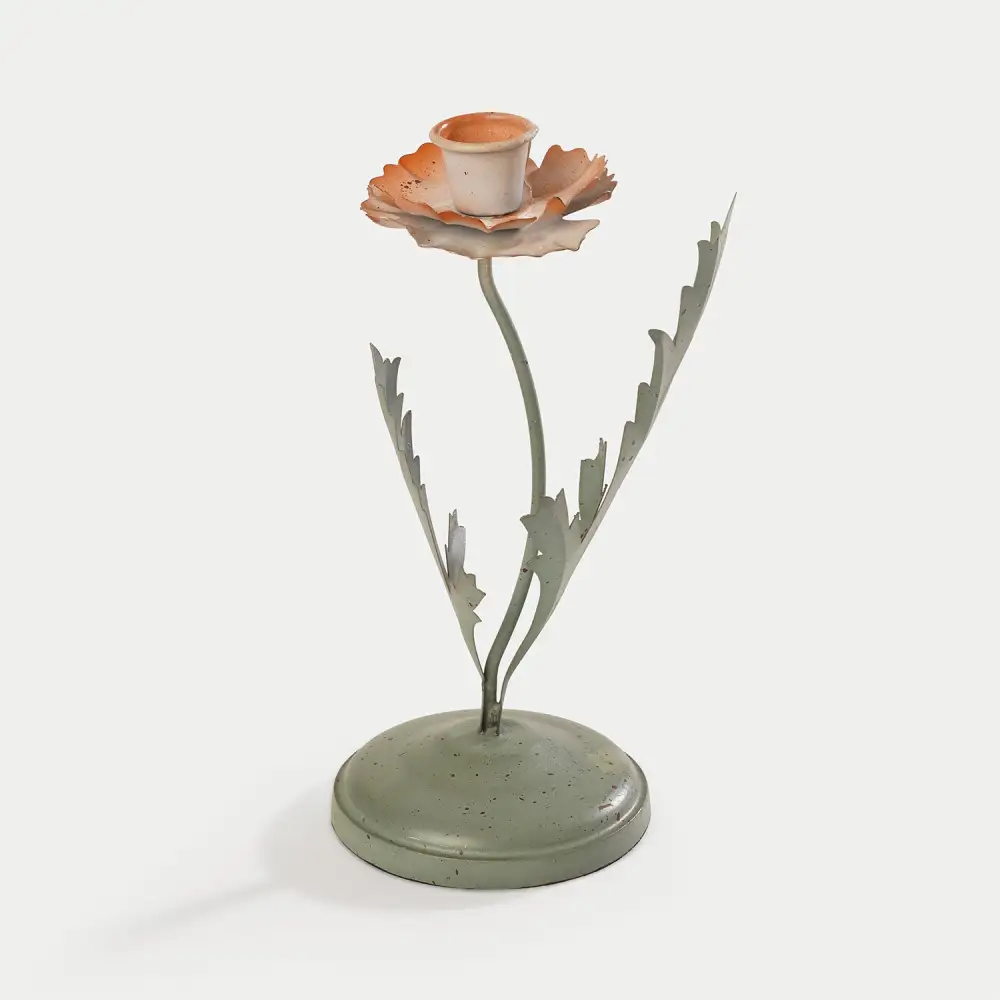 Green Leaf Metal Candle Holder Small