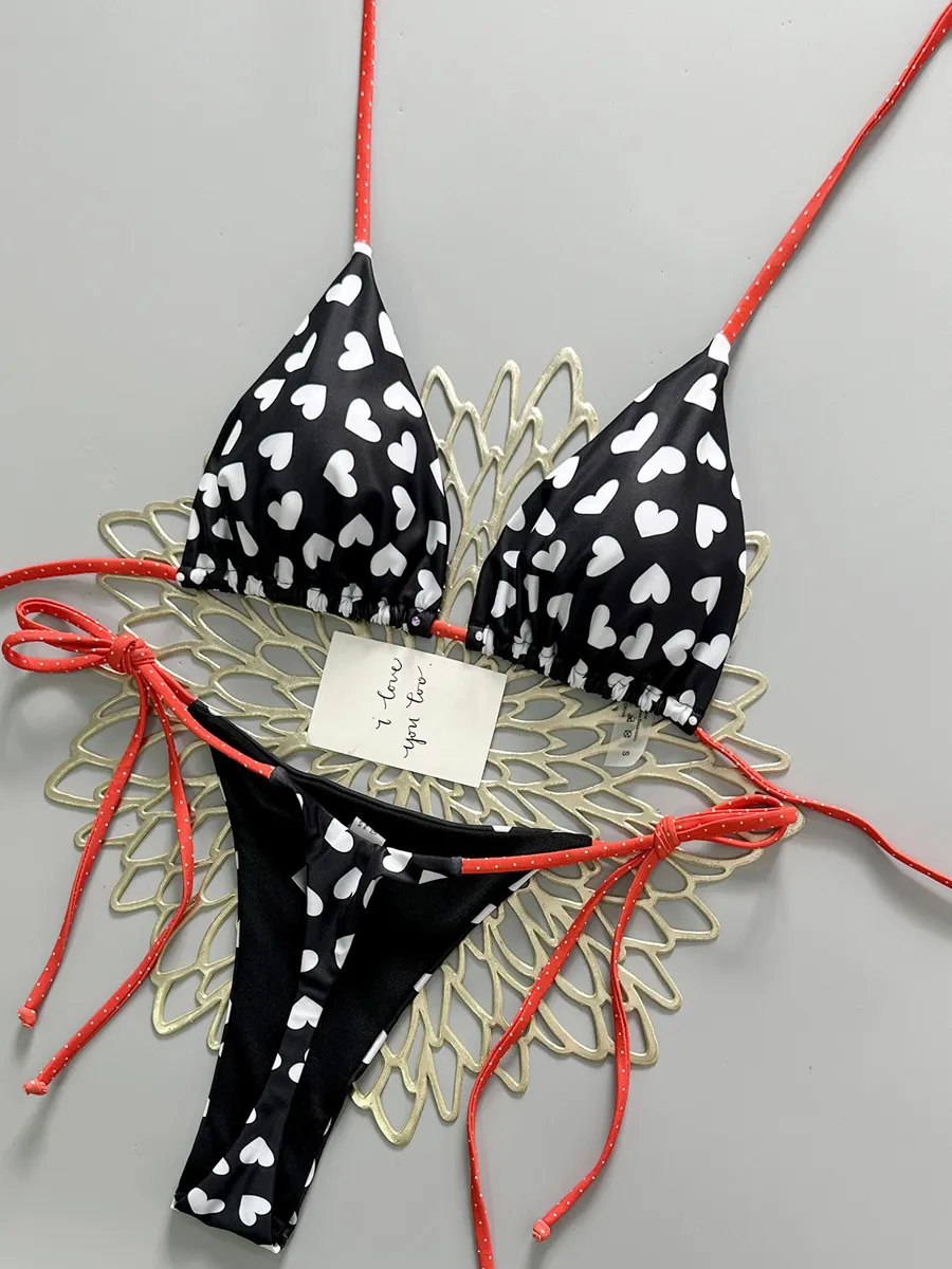 Adelaide Heart-Print Bikini Two Piece Set