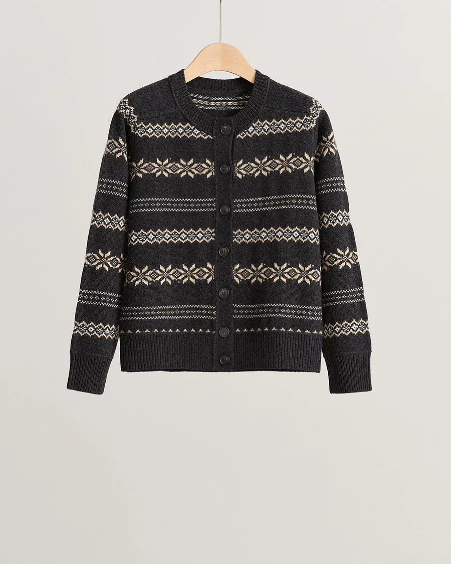 Merino-Wool Wool Crew-Neck Cropped Cardigan