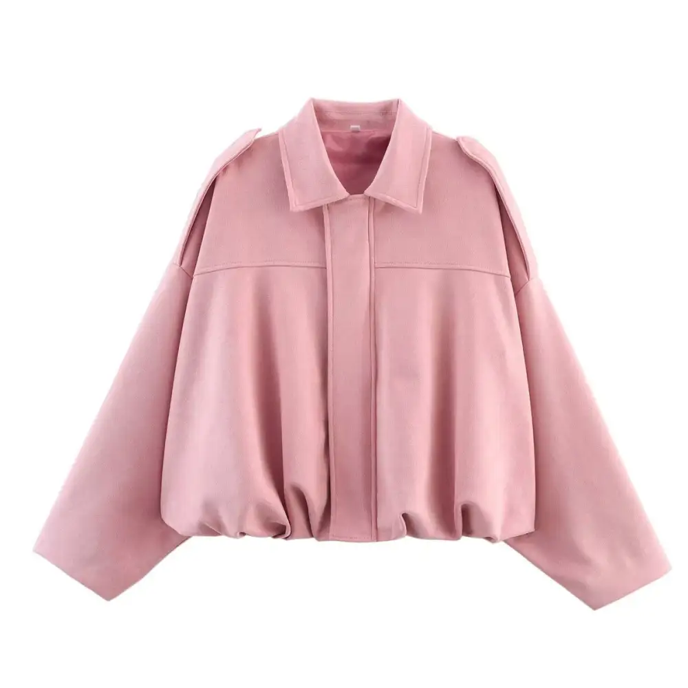 Cropped Suede Look Bomber Jacket