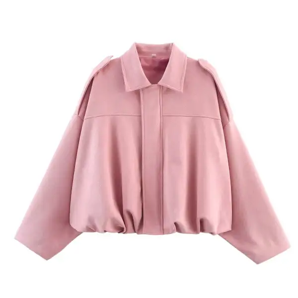Cropped Suede Look Bomber Jacket