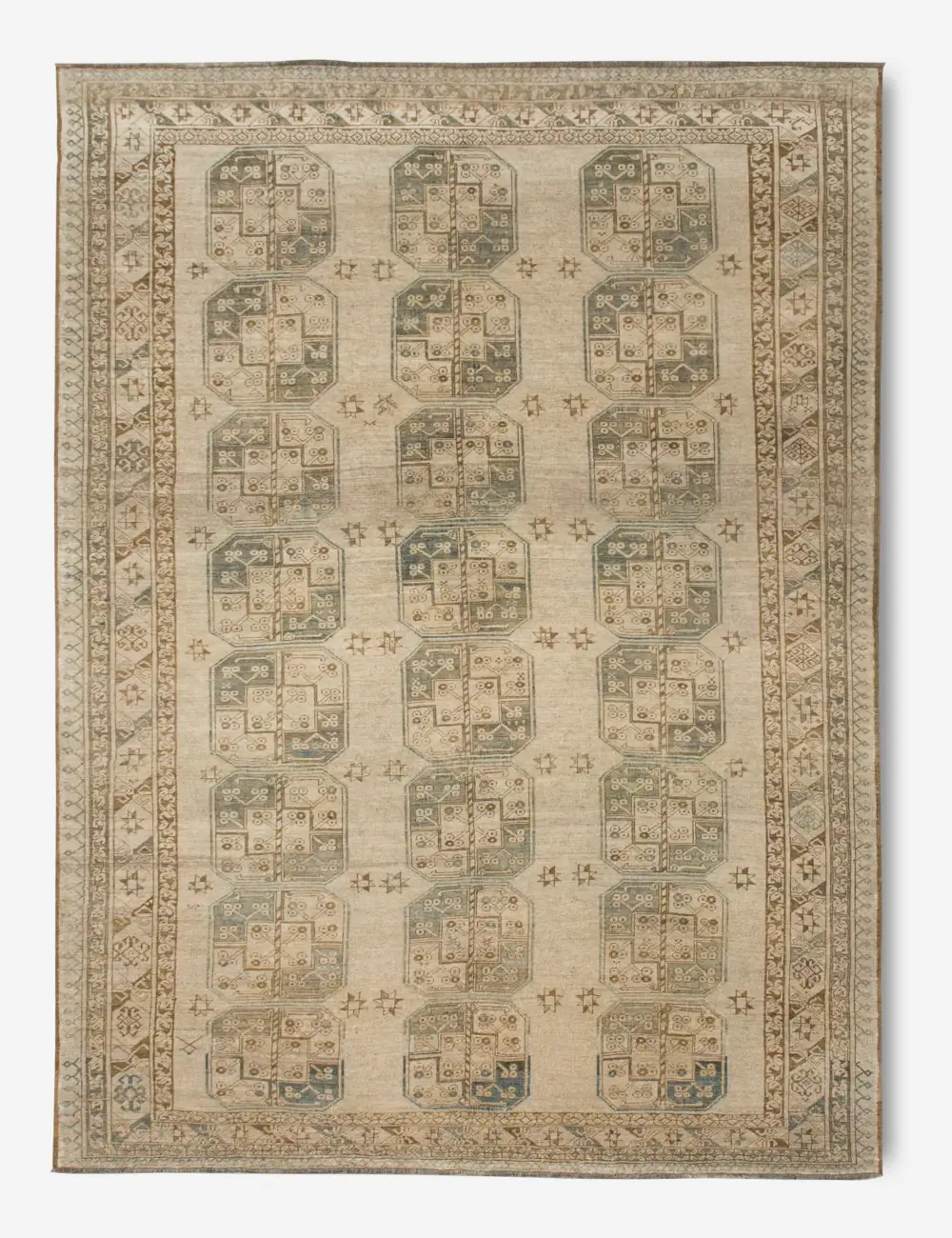 Striking Vintage Inspired Turkish Inspired Hand Knotted Wool Area Rug