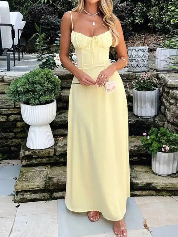 Modern Spaghetti-Strap Maxi Dress