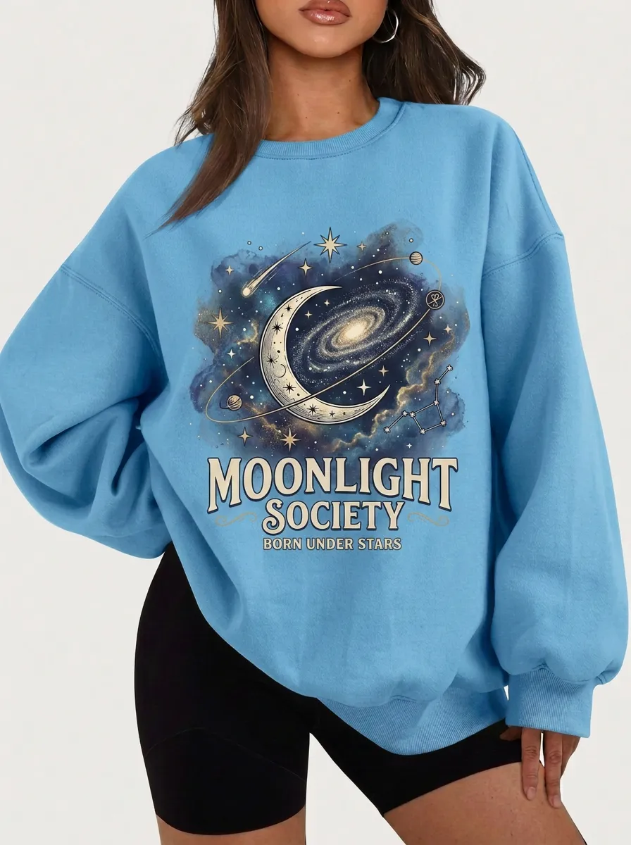 Women's Celestial Moonlight Society Galaxy Printed T-shirt