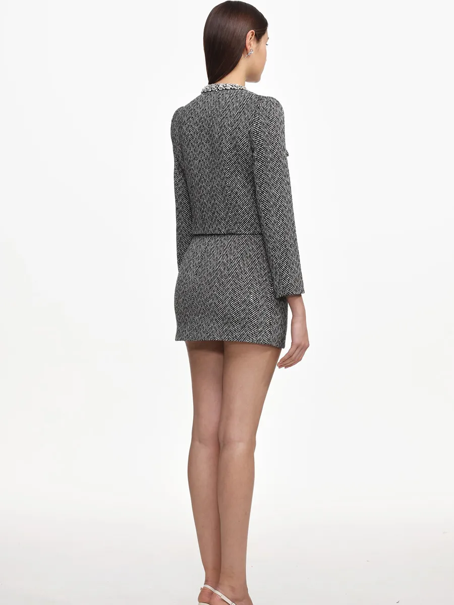 Fiona Classic Tailored Tweed Top And Skirt Two Piece Set