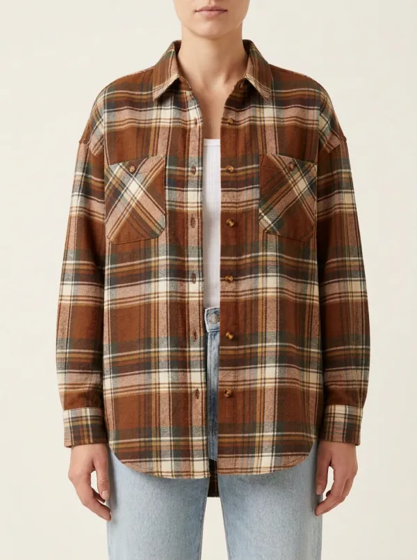 Natural Printed Plaid Plaid Long-Sleeve Shirt