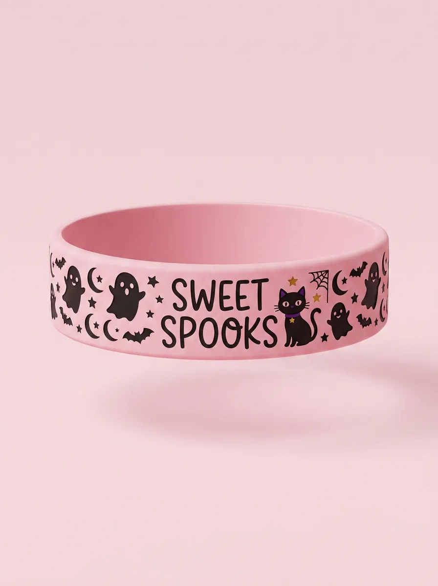 Ghost -Cat Cat Halloween Graphic Wristband