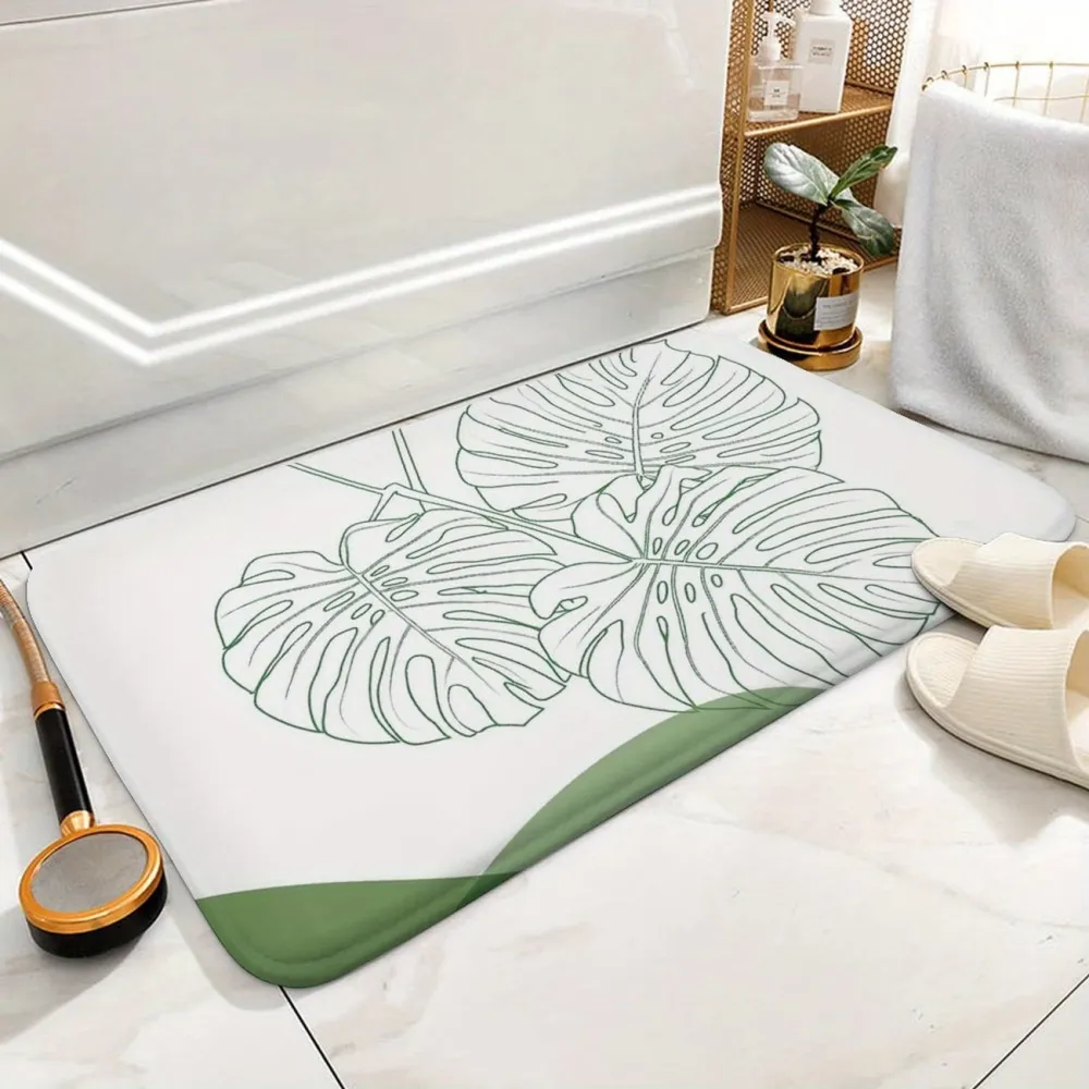 Monstera Line Art Bath Mat