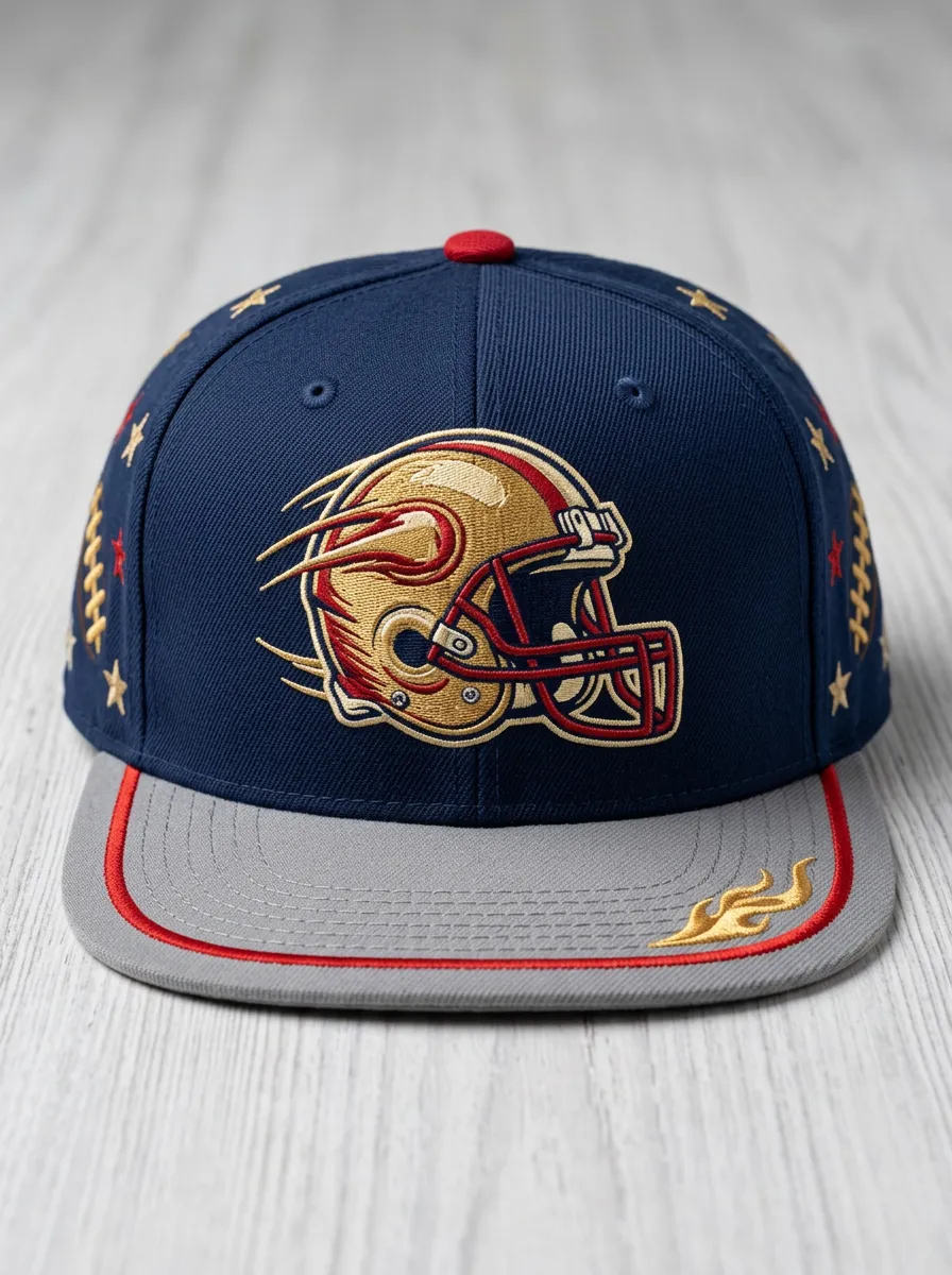 Flaming Helmet Football Baseball Cap
