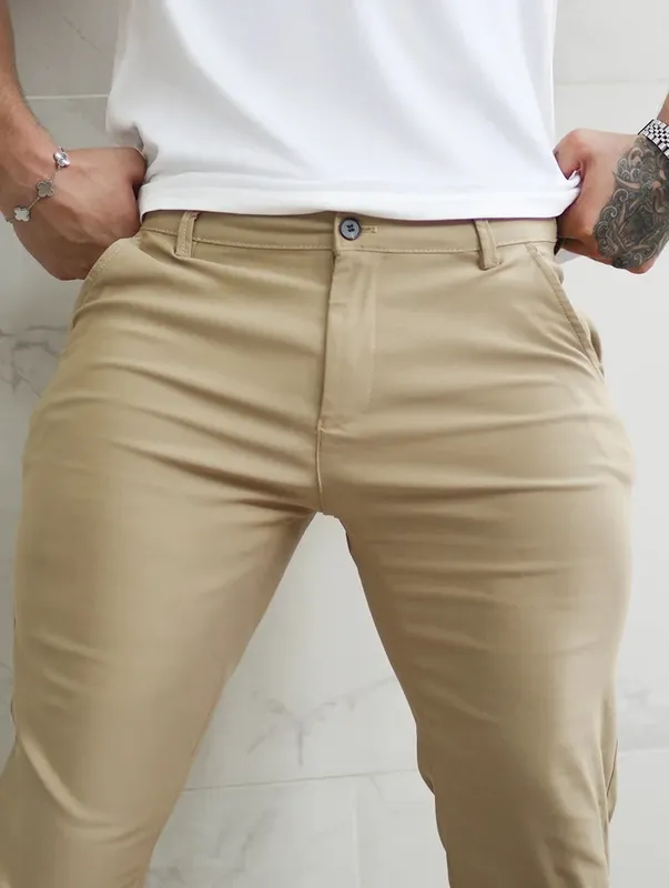 Khaki Slim Fit Stretch Pants