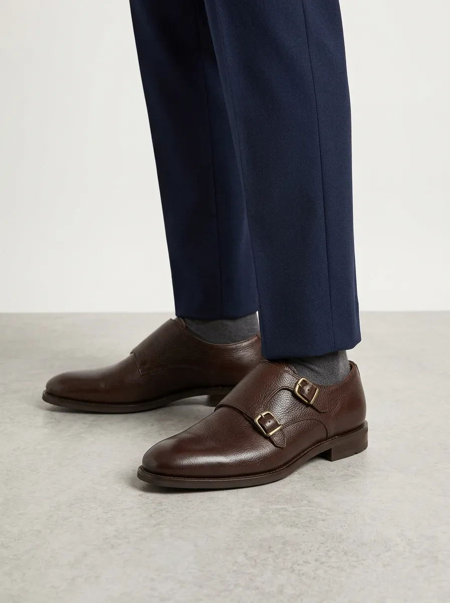 Men's Everyday Classic Leather Double Monk Strap Dress Shoes