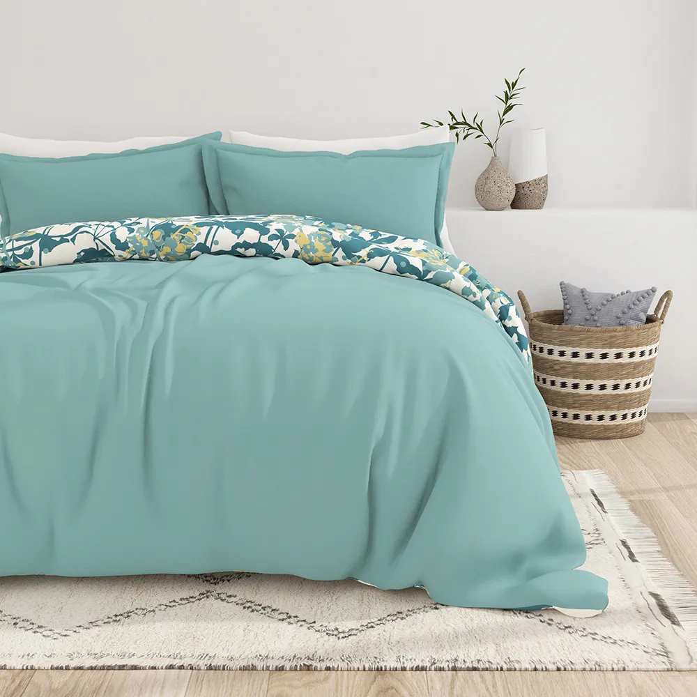 Boho Flower Pattern Reversible Duvet Cover Set