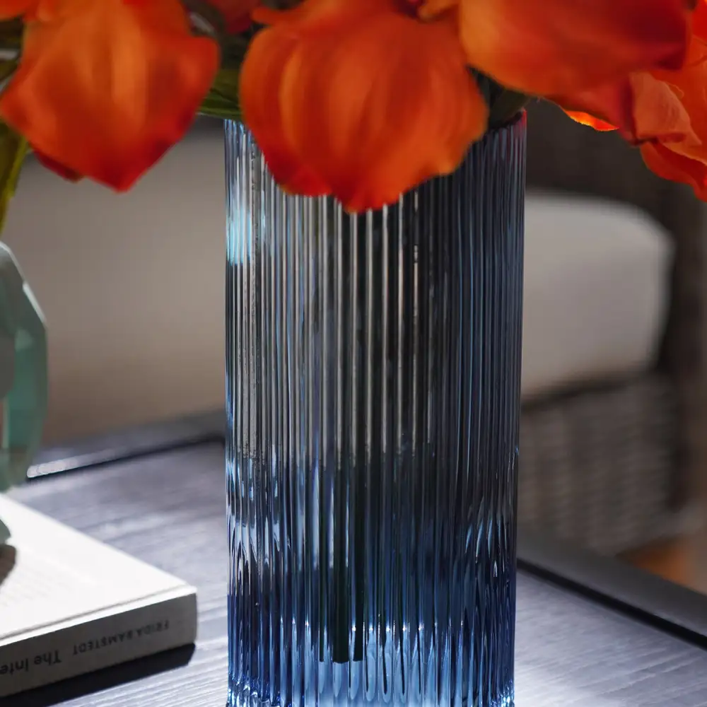 Blue Column Glass Vase