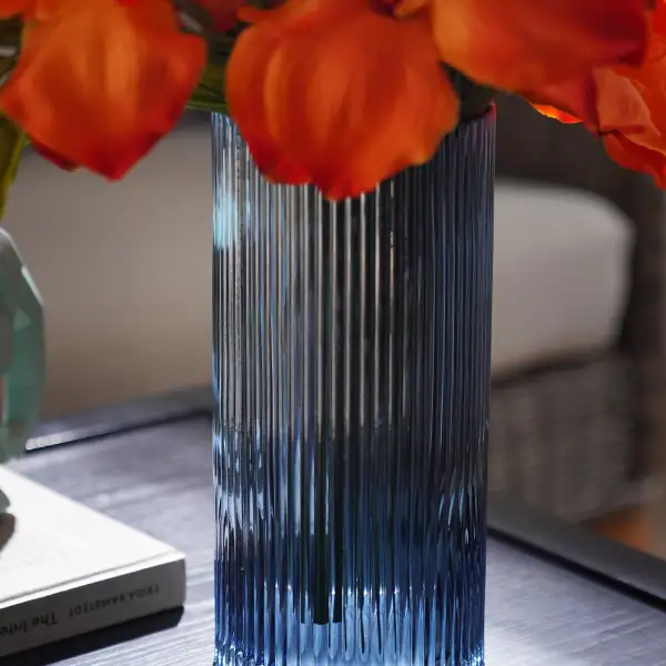Blue Column Glass Vase