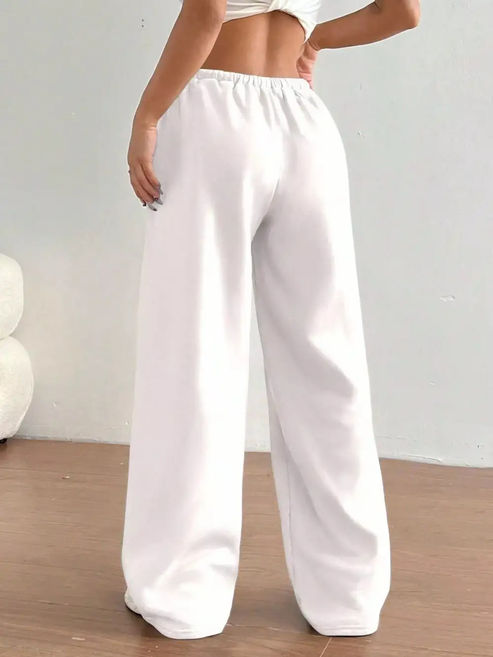 High Waist Drawstring Wide Leg Pocketed Casual Joggers
