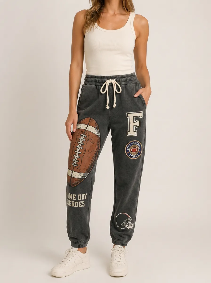 Women's Football Fan Game Day Heroes Printed Joggers